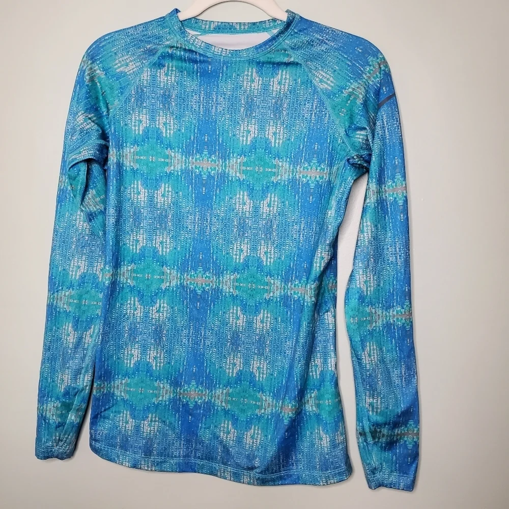 Nike Pro Combat Fitted Long Sleeve Top Size Medium Blue - Picture 1 of 5